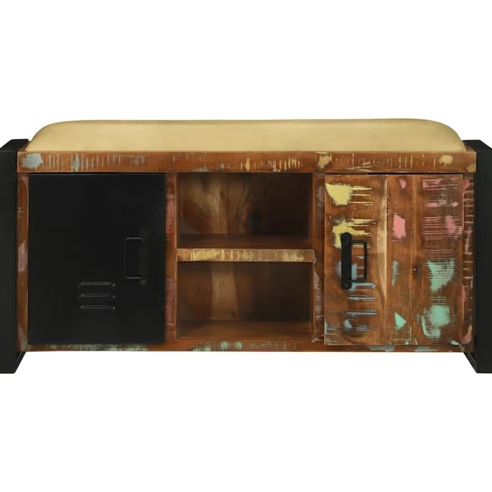 vidaXL Bancos-Gabinete de banco Multicolor Madera maciza recuperada