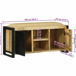 vidaXL Bancos-Gabinete de banco Marrón Madera maciza de Mango
