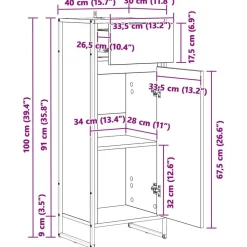 vidaXL Gabinete de Baño con cajón Roble Artesanal 40 x 30 x 100 cm Roble artisan New