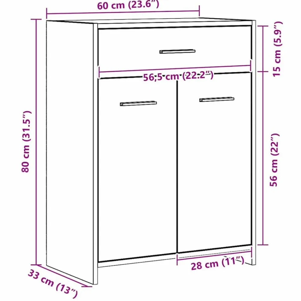 vidaXL Conjuntos De Muebles-Gabinete de Baño con cajón 60 x 33 x 80 cm