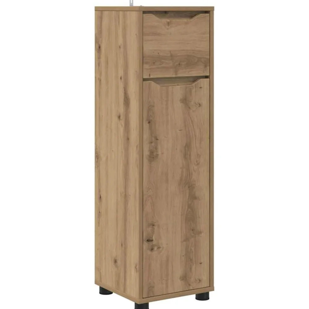 vidaXL Armarios Y Almacenamiento-Gabinete de Baño con cajón Roble artesanal 30,5 x 30 x 101 cm