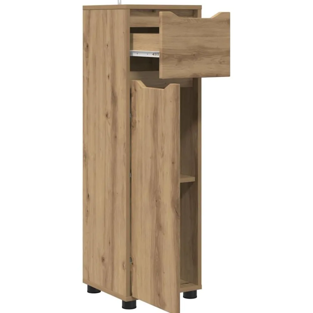 vidaXL Armarios Y Almacenamiento-Gabinete de Baño con cajón Roble artesanal 30,5 x 30 x 101 cm