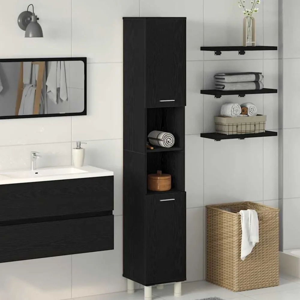 vidaXL Conjuntos De Muebles|Armarios Y Almacenamiento-Gabinete de Baño con estante 30 x 30 x 179 cm