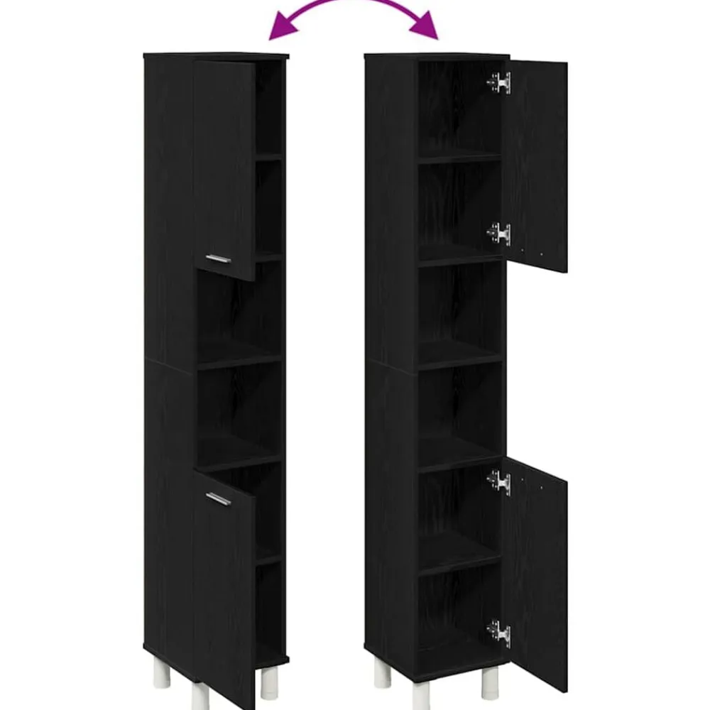 vidaXL Conjuntos De Muebles|Armarios Y Almacenamiento-Gabinete de Baño con estante 30 x 30 x 179 cm