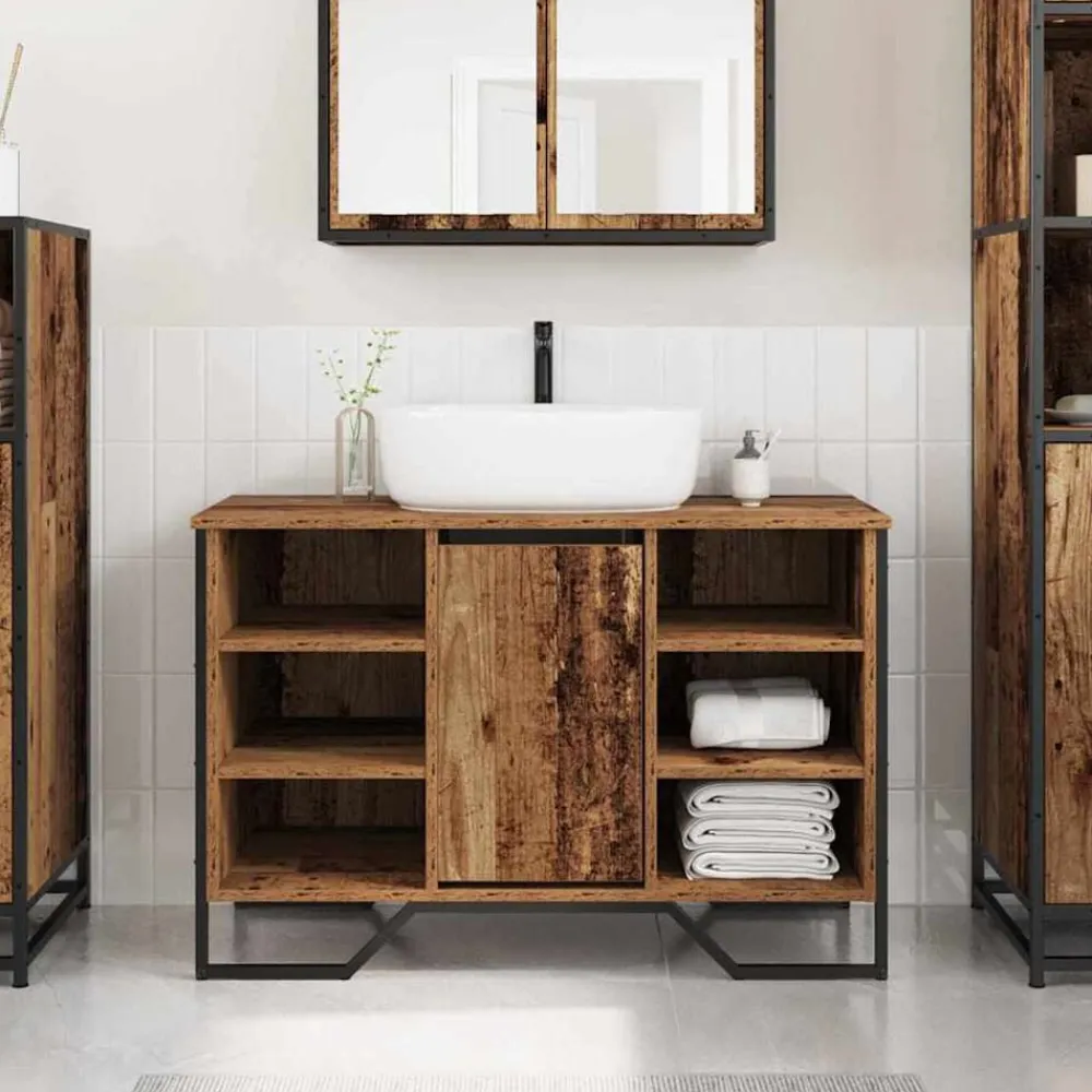 vidaXL Gabinete de Lavabo para Baño 91 x 35 x 60 cm Madera vieja Discount