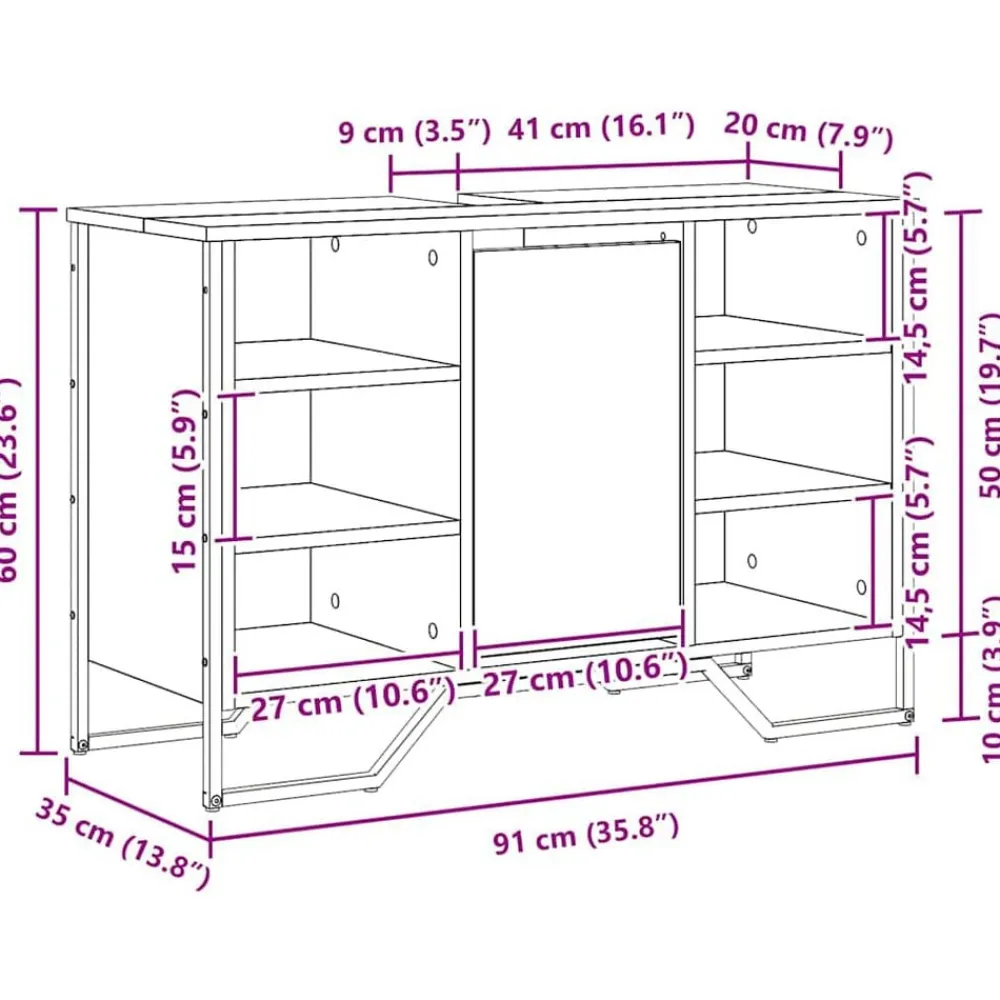 vidaXL Gabinete de Lavabo para Baño 91 x 35 x 60 cm Madera vieja Discount