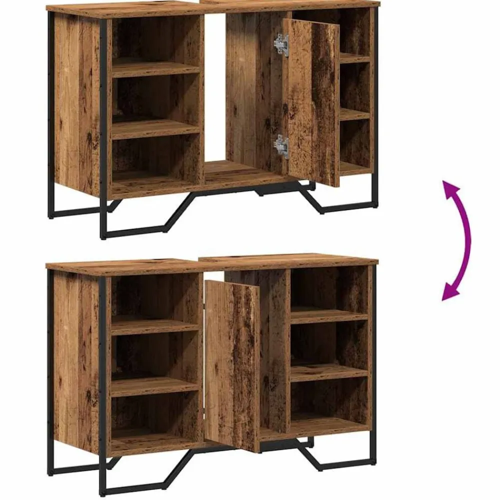 vidaXL Gabinete de Lavabo para Baño 91 x 35 x 60 cm Madera vieja Discount