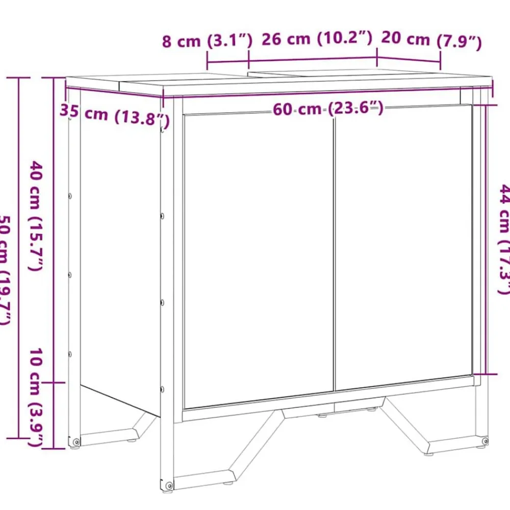 vidaXL Conjuntos De Muebles-Gabinete de Lavabo para Baño Roble artesanal 60 x 35 x 60 cm