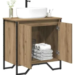vidaXL Conjuntos De Muebles-Gabinete de Lavabo para Baño Roble artesanal 60 x 35 x 60 cm