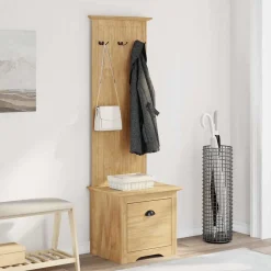 vidaXL Bancos-Gabinete de pasillo BODO Marrón miel 50 x 40 x 156,7 cm