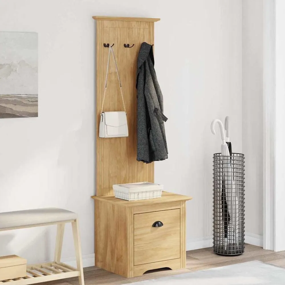 vidaXL Bancos-Gabinete de pasillo BODO Marrón miel 50 x 40 x 156,7 cm