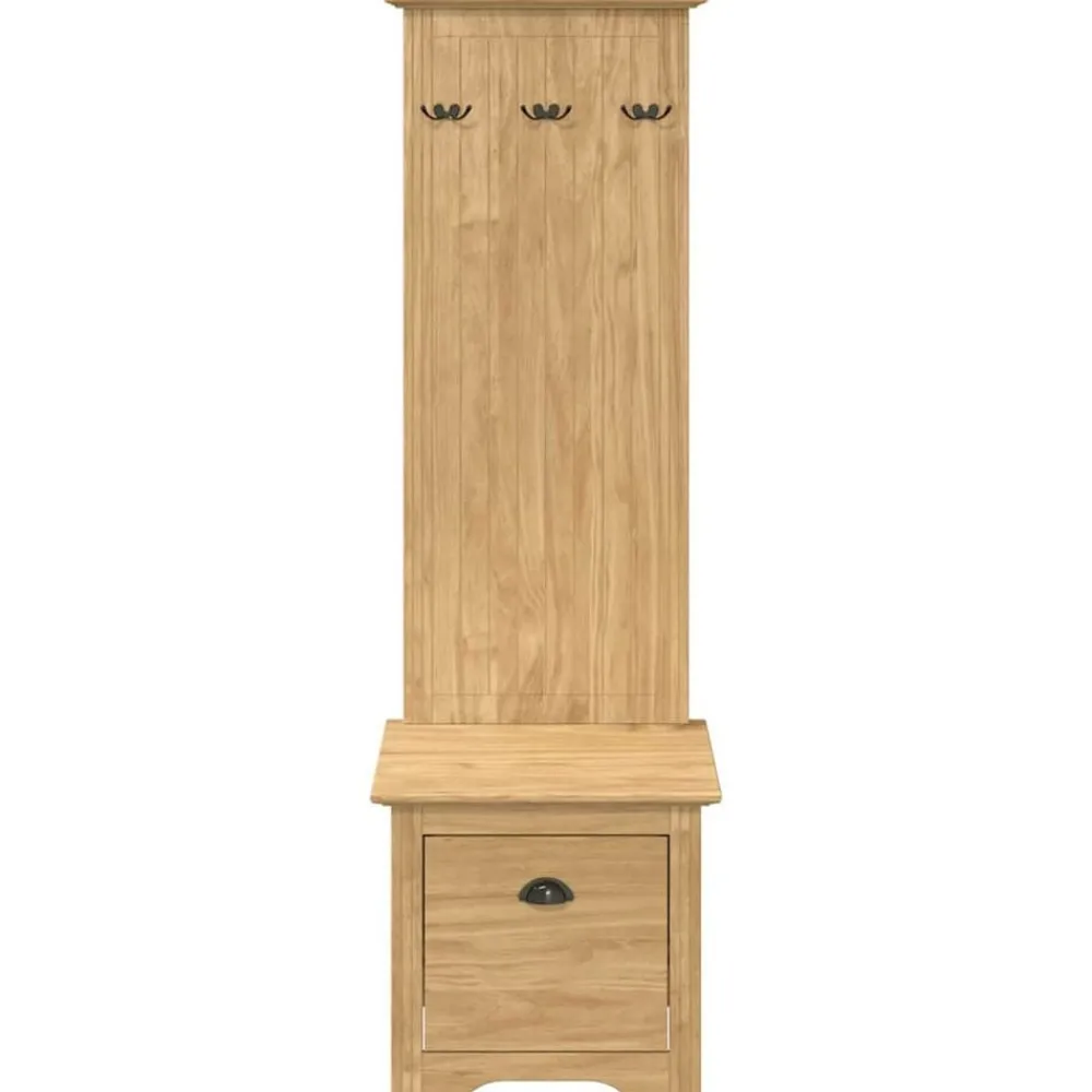 vidaXL Bancos-Gabinete de pasillo BODO Marrón miel 50 x 40 x 156,7 cm