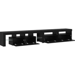 vidaXL Gabinete de TV 3 pcs Roble Negro 260 x 37 x 40 cm Discount