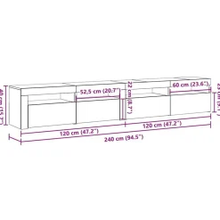 vidaXL Gabinete de TV 2 pcs 240 x 35 x 40 cm Roble negro Sale