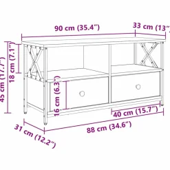 vidaXL Gabinete de TV con cajón 90 x 33 x 45 cm Roble negro Outlet
