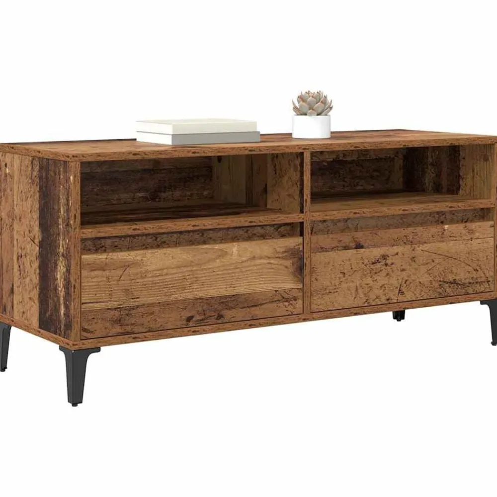 vidaXL Gabinete de TV con cajón 100 x 34,5 x 44,5 cm Madera vieja New