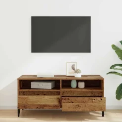 vidaXL Gabinete de TV con cajón 100 x 34,5 x 44,5 cm Madera vieja New