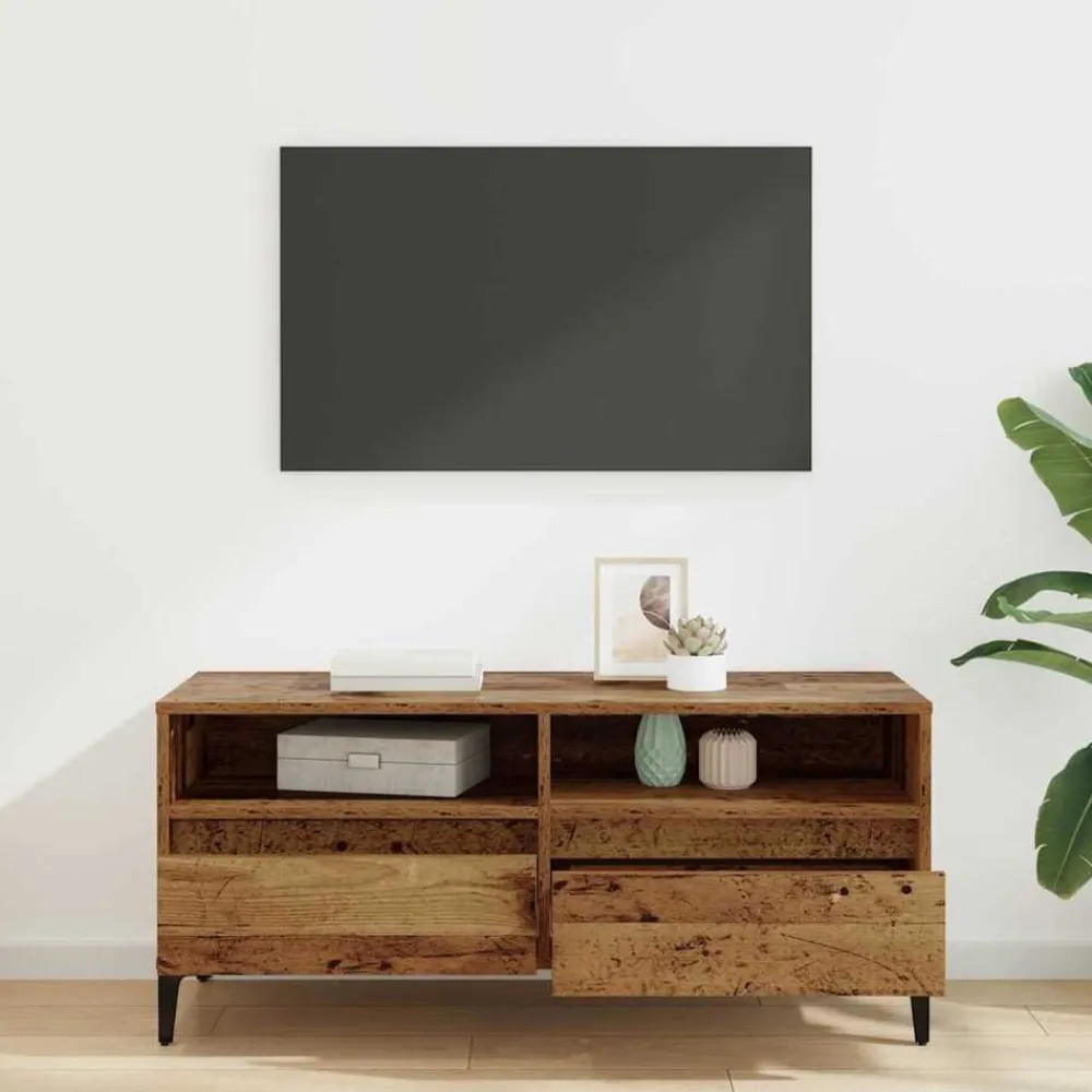 vidaXL Gabinete de TV con cajón 100 x 34,5 x 44,5 cm Madera vieja New