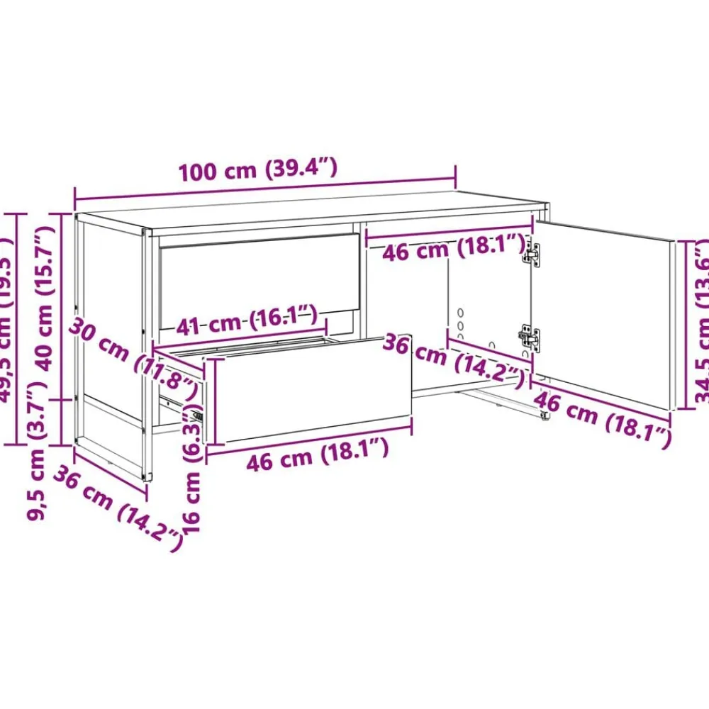 vidaXL Gabinete de TV con cajón 100 x 36 x 49.5 cm Gris sonoma Clearance