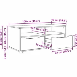 vidaXL Gabinete de TV con cajón Roble artesanal 100 x 48 x 43 cm Roble artisan Hot