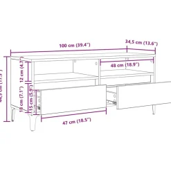 vidaXL Gabinete de TV con cajón Roble artesanal 100 x 34,5 x 44,5 cm Roble artisan Best