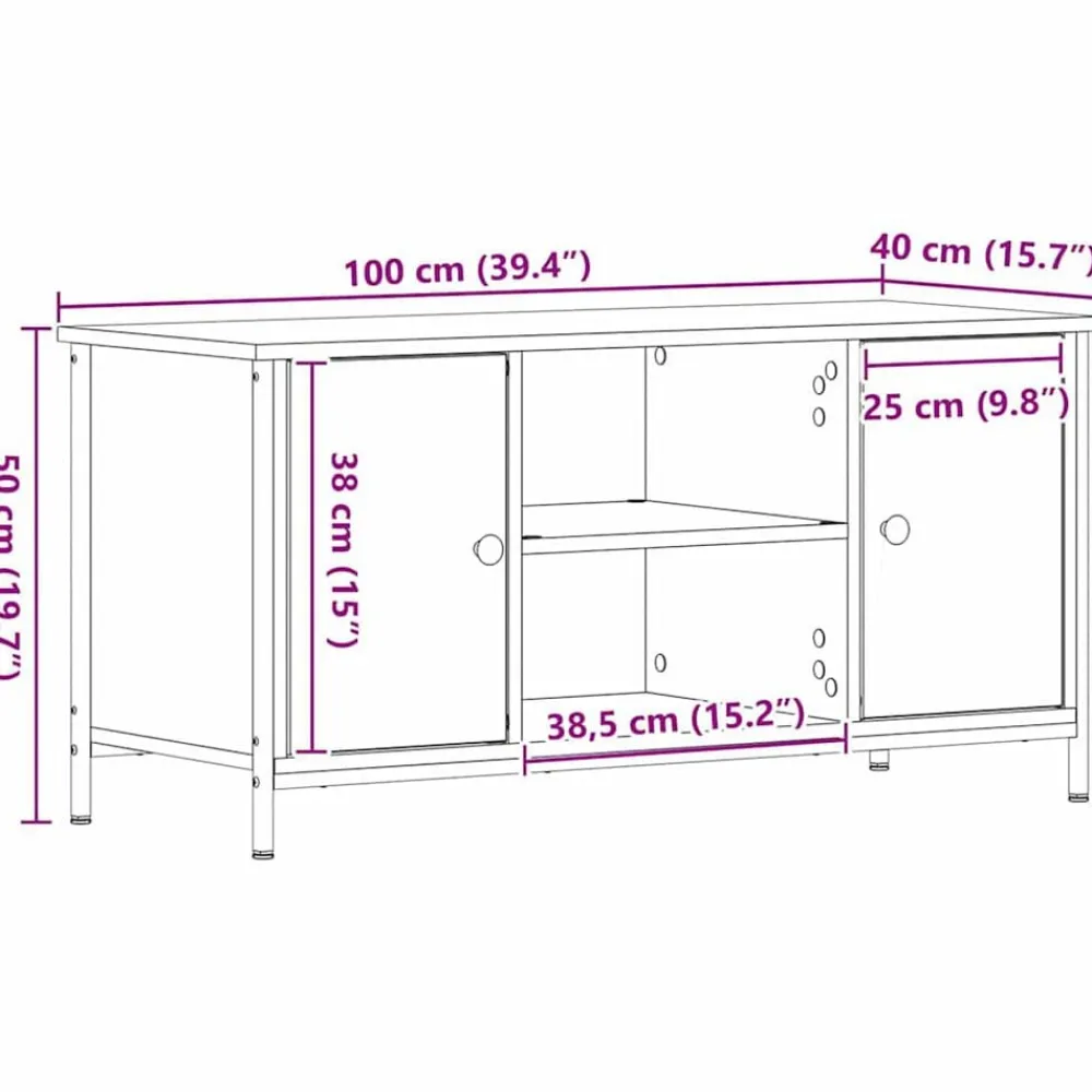 vidaXL Gabinete de TV 100 x 40 x 50 cm Madera vieja Clearance