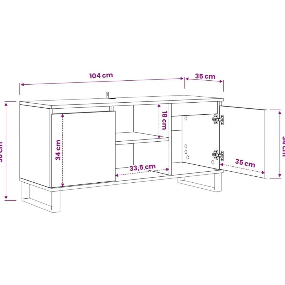 vidaXL Gabinete de TV 104 x 35 x 50 cm Madera vieja