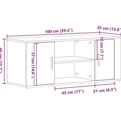 vidaXL Gabinete de TV 100 x 35 x 40 cm Madera vieja Outlet