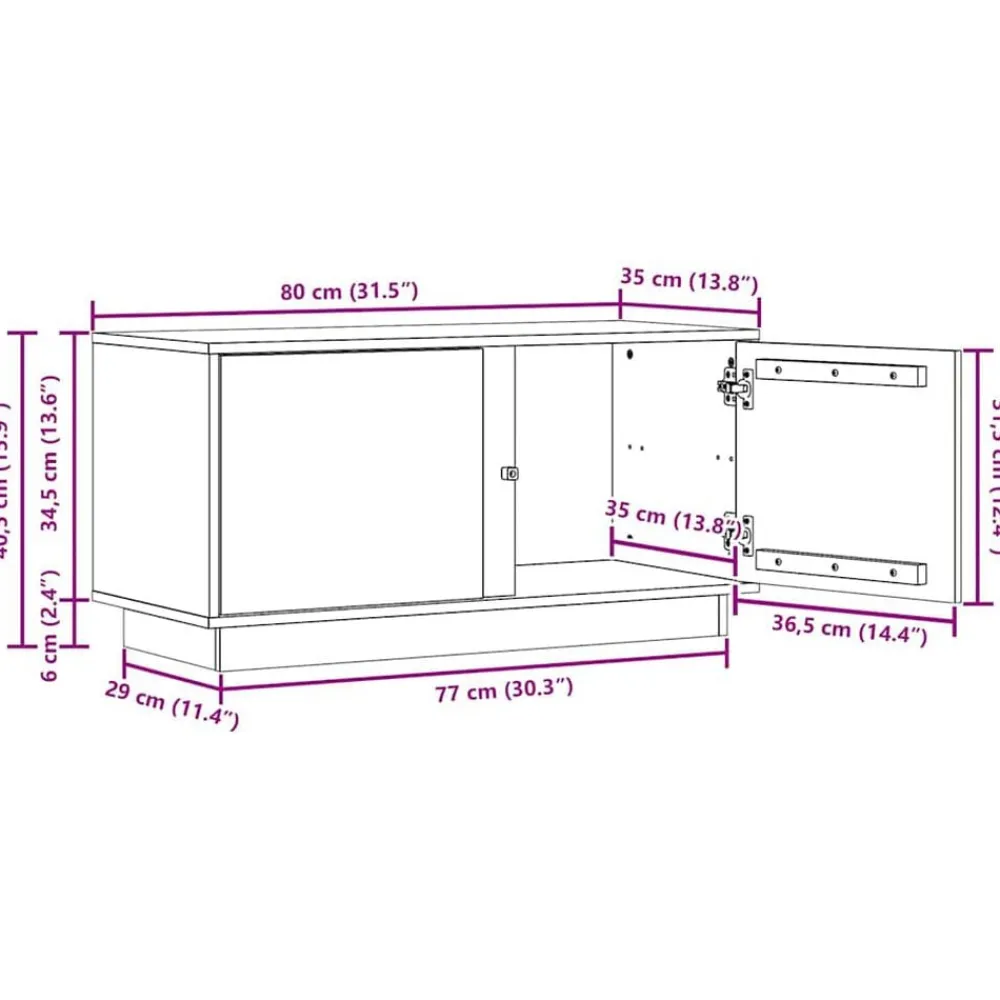 vidaXL Muebles Tv-Gabinete de TV Marrón cera 80 x 35 x 40,5 cm