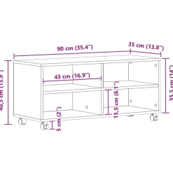 vidaXL Gabinete de TV Marrón 90 x 35 x 40.5 cm Madera contrachapada Roble artisan Sale