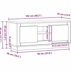 vidaXL Gabinete de TV Roble artesanal 102 x 35 x 45 cm Roble artisan Sale