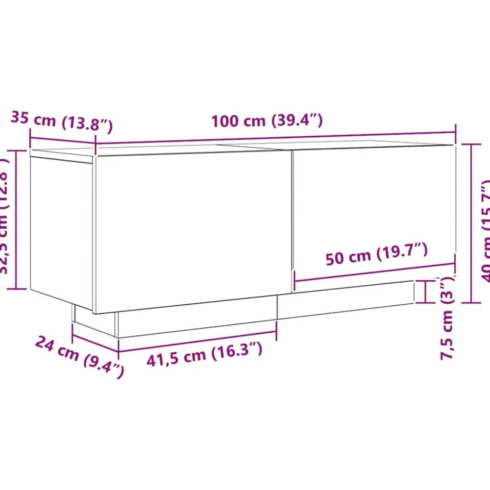 vidaXL Gabinete de TV 100 x 35 x 40 cm Roble negro