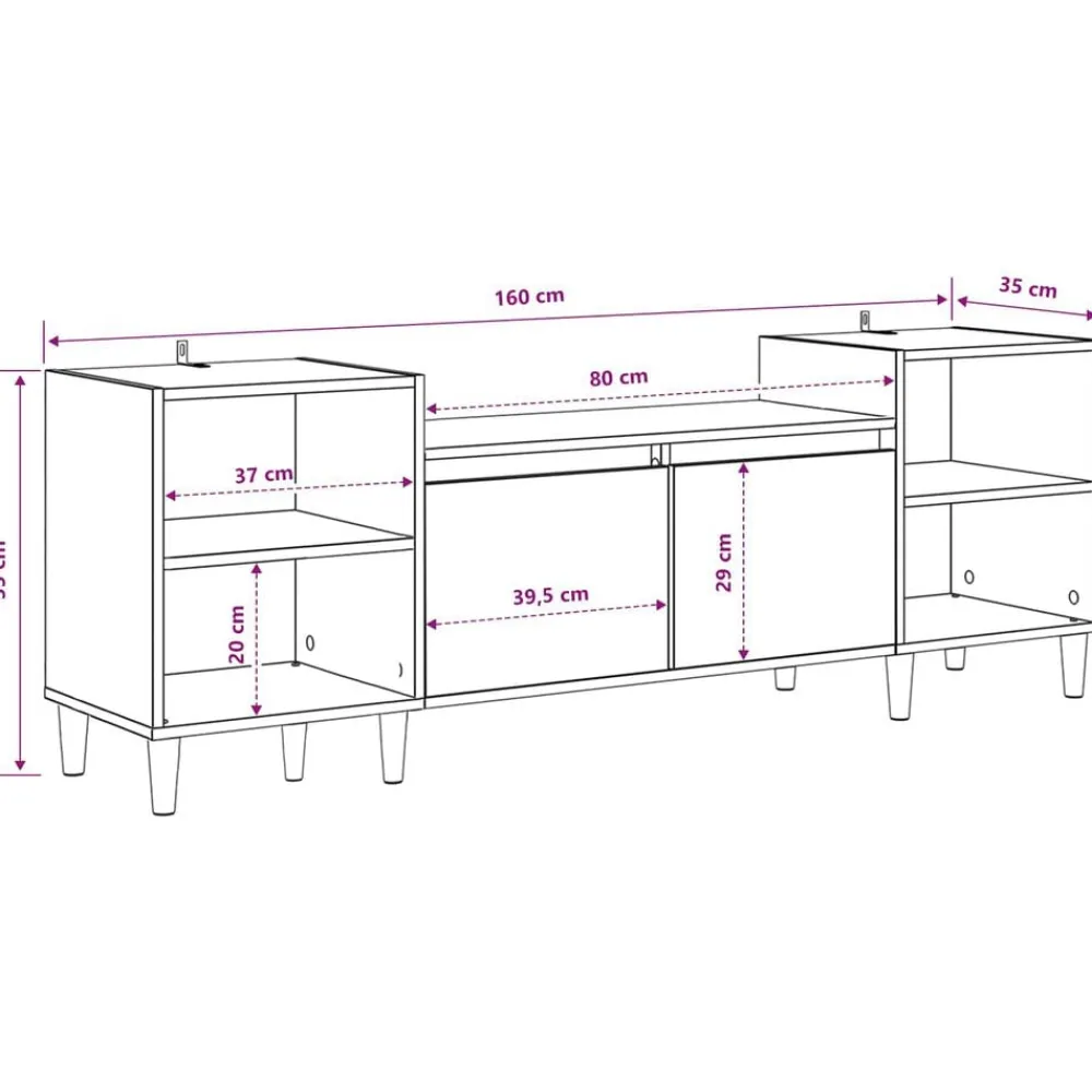 vidaXL Muebles Tv-Gabinete de TV 160 x 35 x 55 cm