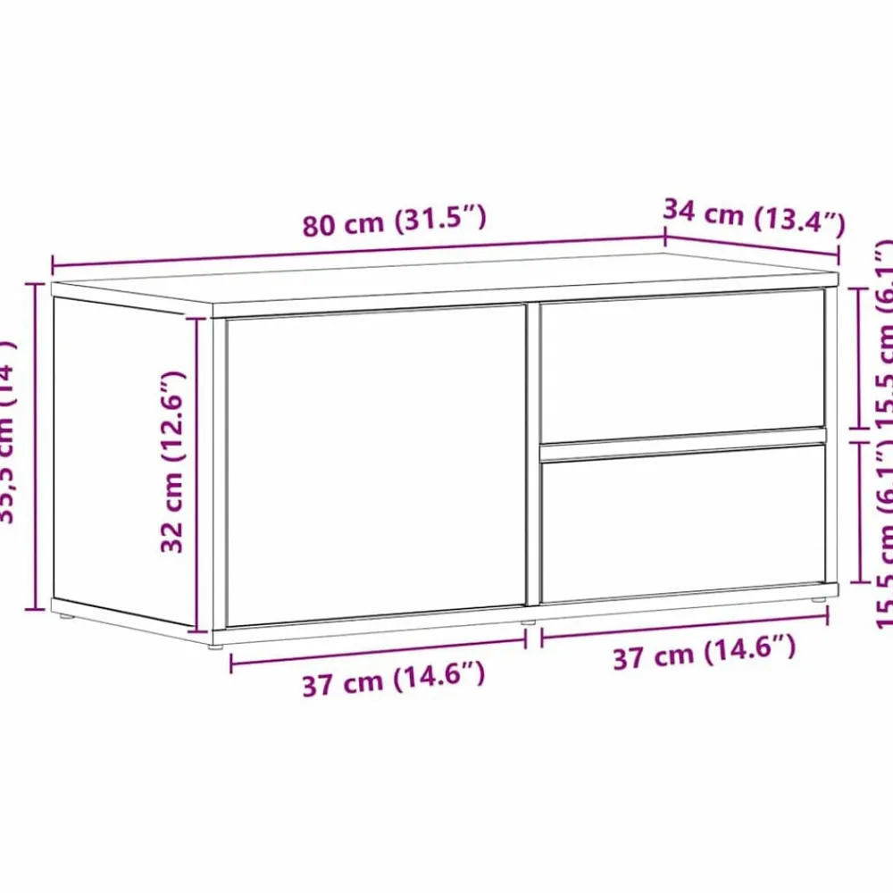 vidaXL Muebles Tv-Gabinete de TV 80 x 34 x 36 cm Madera contrachapada