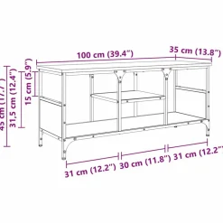 vidaXL Gabinete de TV 100 x 35 x 45 cm Roble negro Hot