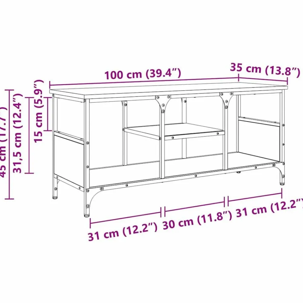 vidaXL Gabinete de TV 100 x 35 x 45 cm Roble negro Hot