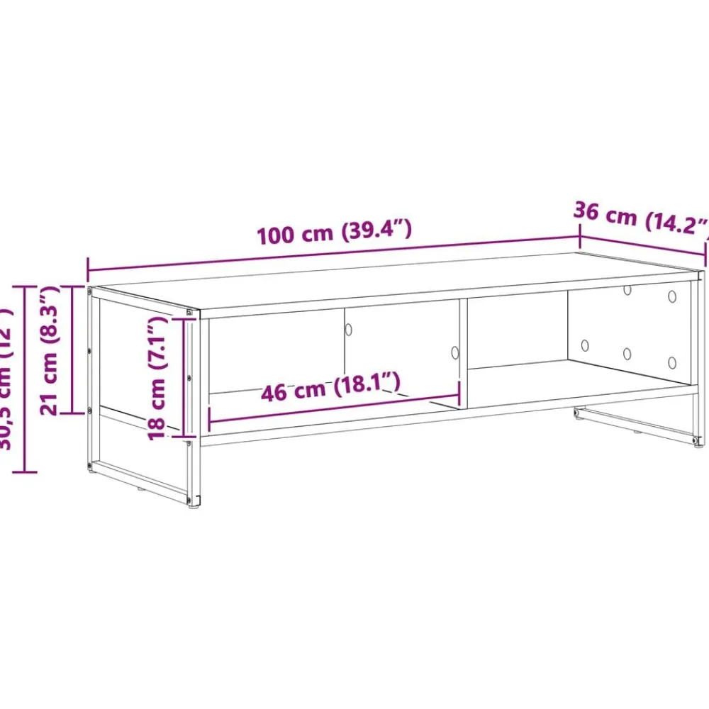 vidaXL Gabinete de TV 100 x 36.5 x 30.5 cm Roble negro Clearance