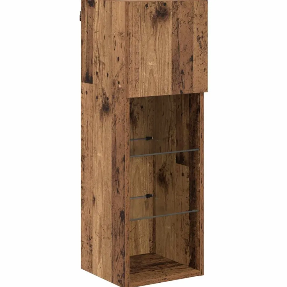 vidaXL Gabinetes de pared para TV 4 pcs Roble artesanal Madera vieja Discount