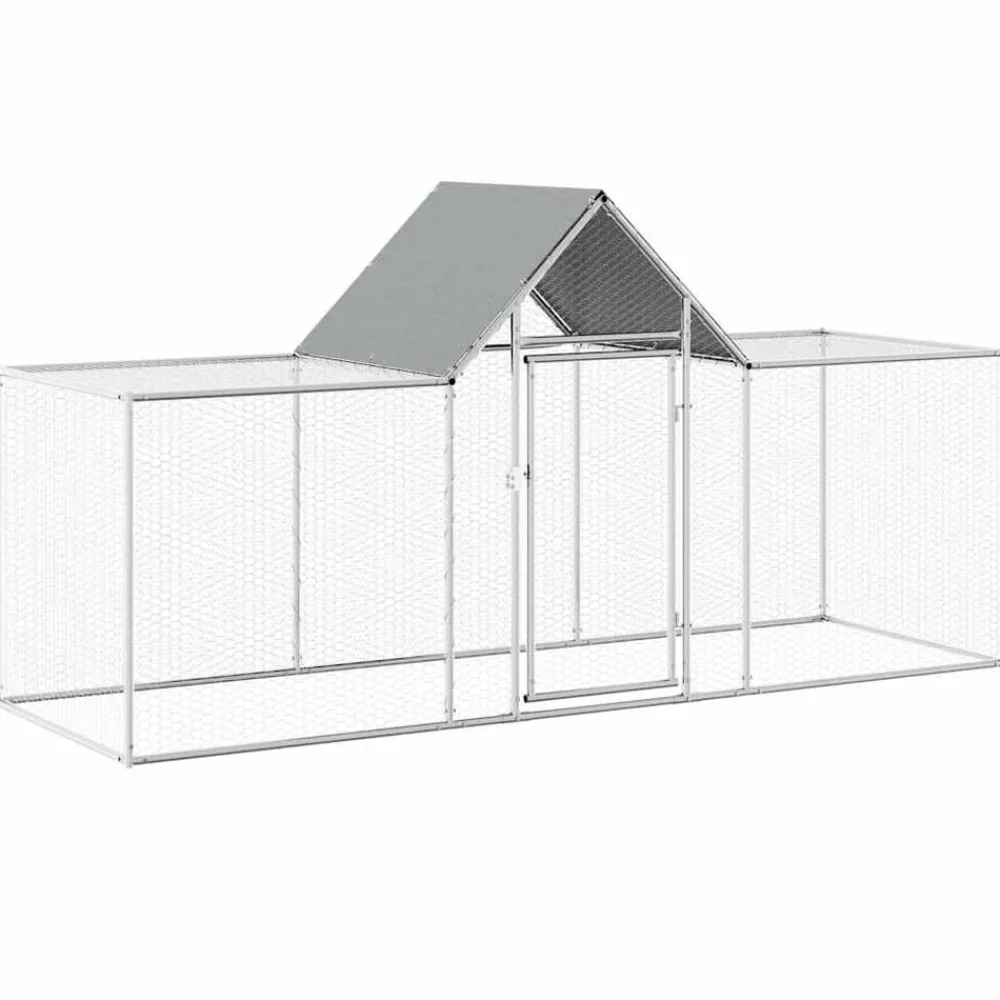 vidaXL Productos Para Mascotas-Gallinero acero galvanizado 3x1x1,5 m