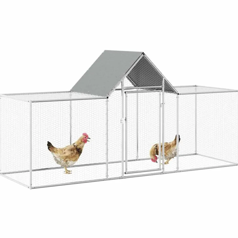 vidaXL Productos Para Mascotas-Gallinero acero galvanizado 3x1x1,5 m