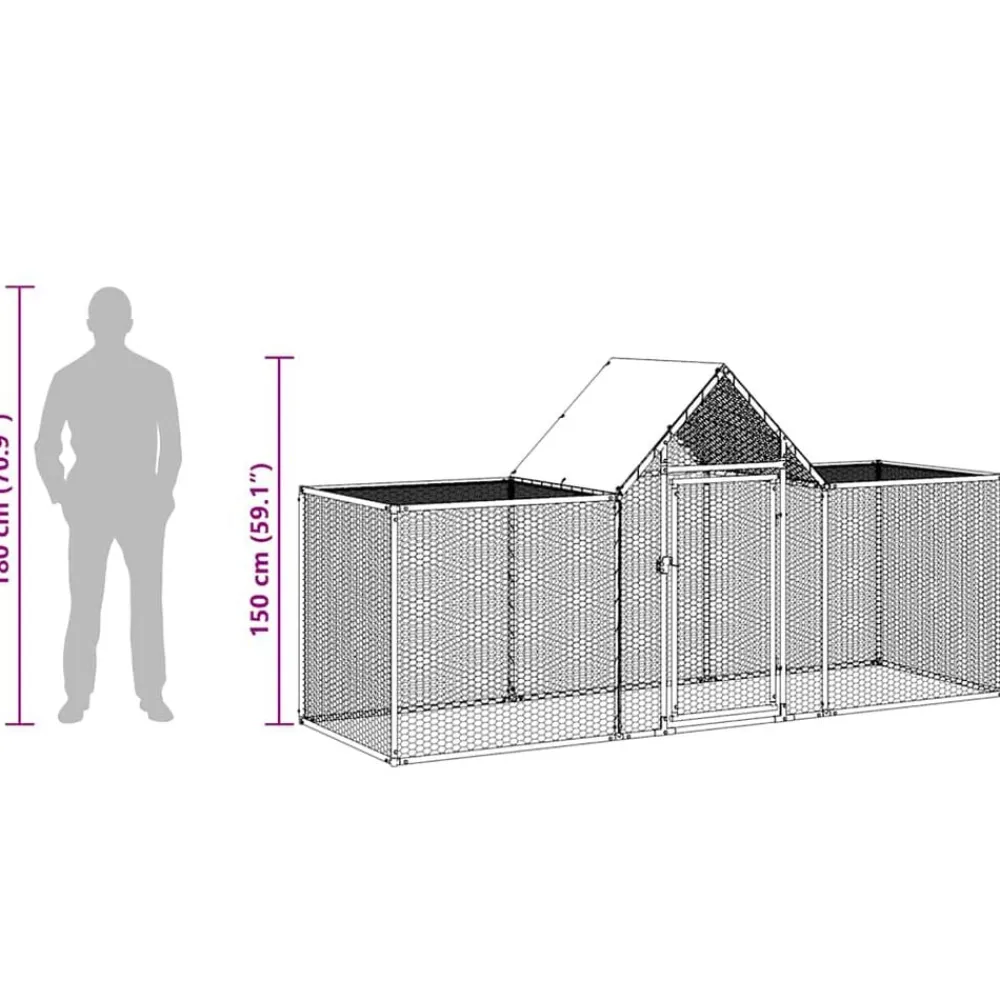 vidaXL Productos Para Mascotas-Gallinero acero galvanizado 3x1x1,5 m