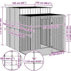 vidaXL Gallinero con corral acero galvanizado 165x251x181cm Gris claro Best