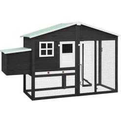 vidaXL Gallinero con ponedero madera maciza abeto y blanco Gris Best