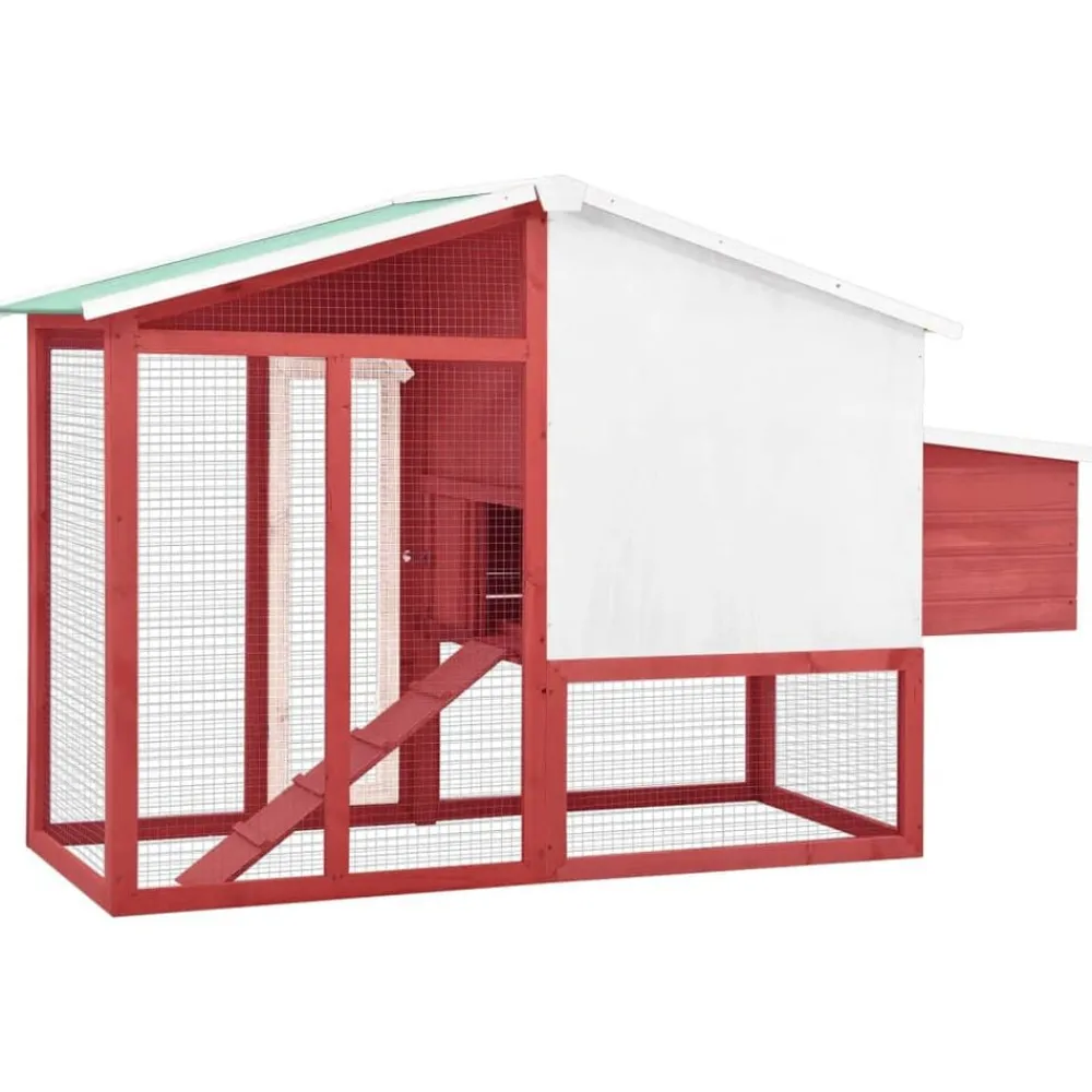 vidaXL Productos Para Mascotas-Gallinero con ponedero madera maciza abeto y blanco
