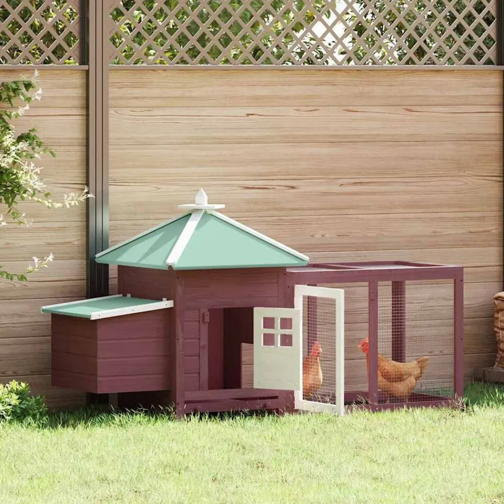 vidaXL Productos Para Mascotas-Gallinero con ponedero madera maciza abeto 190x72x102 cm