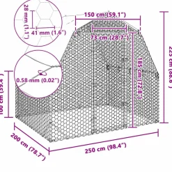 vidaXL Gallinero con techo 2,5x2x2,25 m acero galvanizado Online
