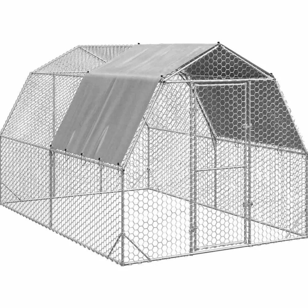 vidaXL Productos Para Mascotas-Gallinero con techo 2,5x4x2,25 m acero galvanizado