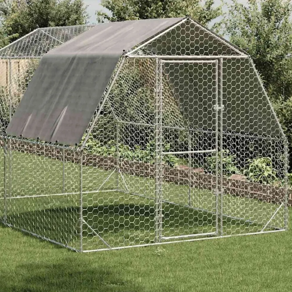 vidaXL Productos Para Mascotas-Gallinero con techo 2,5x4x2,25 m acero galvanizado