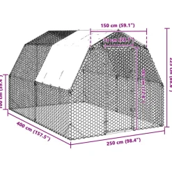 vidaXL Productos Para Mascotas-Gallinero con techo 2,5x4x2,25 m acero galvanizado