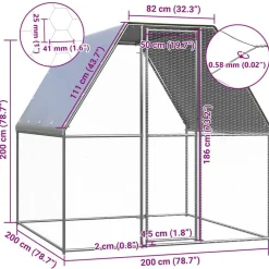 vidaXL Gallinero de acero galvanizado plateado y gris 2x2x2 m Online